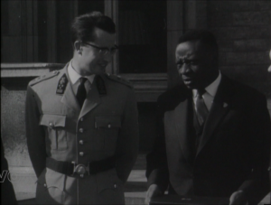 1963-Congo: réception à Bruxelles du Premier Ministre du Congo, Monsieur Adula accompagné des ministres Bomboko et Bamba