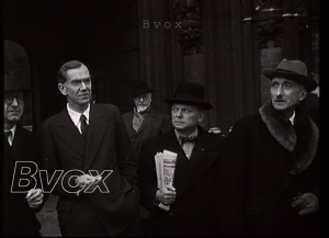 1948-Les écrivains François Mauriac et Graham Green à la Maison de la Presse de Bruxelles.